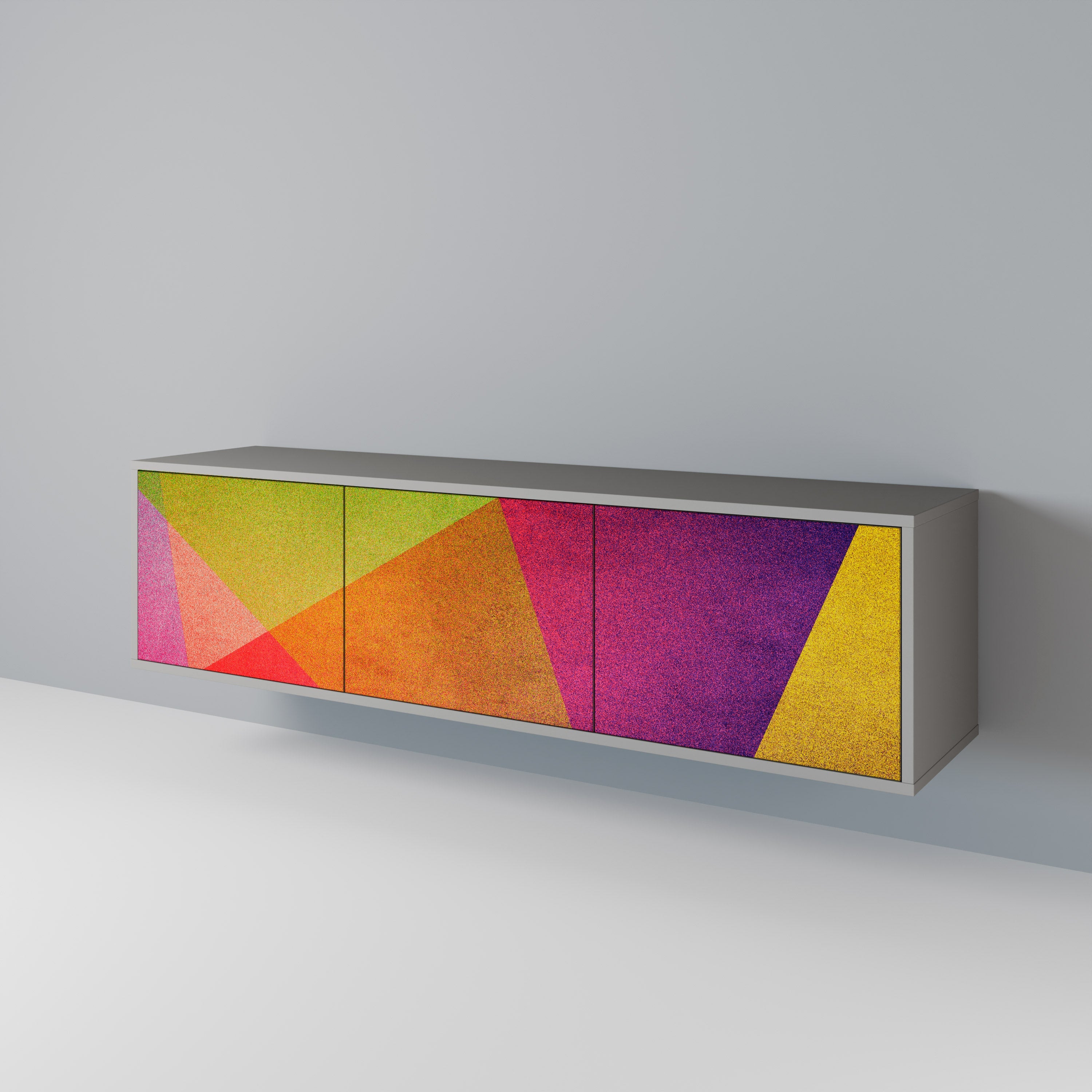 VIVID GEOMETRY Móvel de TV com 3 Portas em Acabamento Cinzento