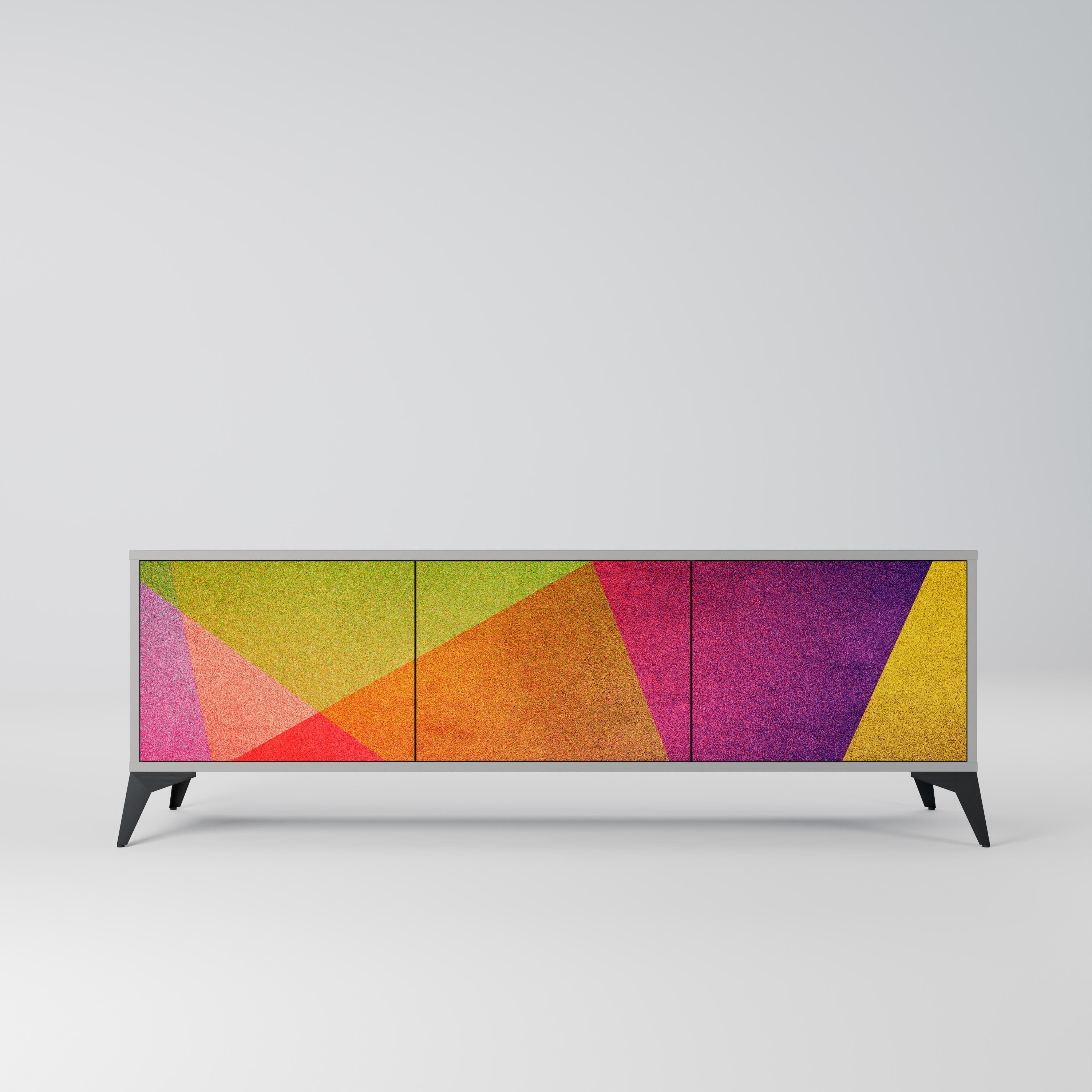 VIVID GEOMETRY Móvel de TV com 3 Portas em Acabamento Cinzento