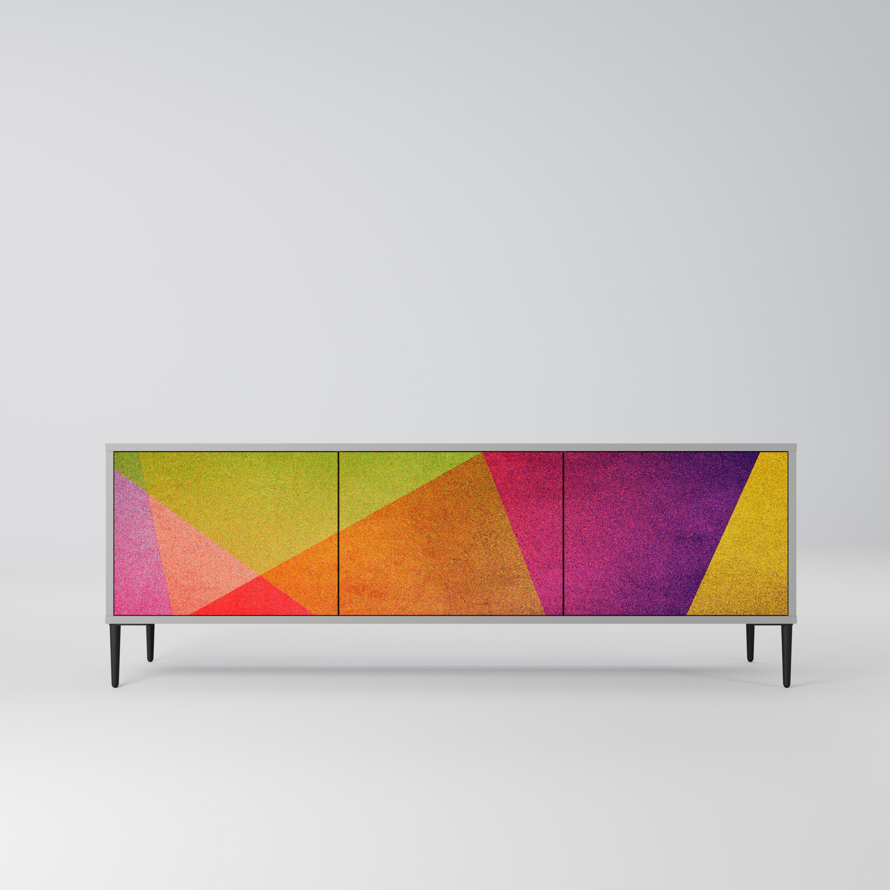 VIVID GEOMETRY Móvel de TV com 3 Portas em Acabamento Cinzento