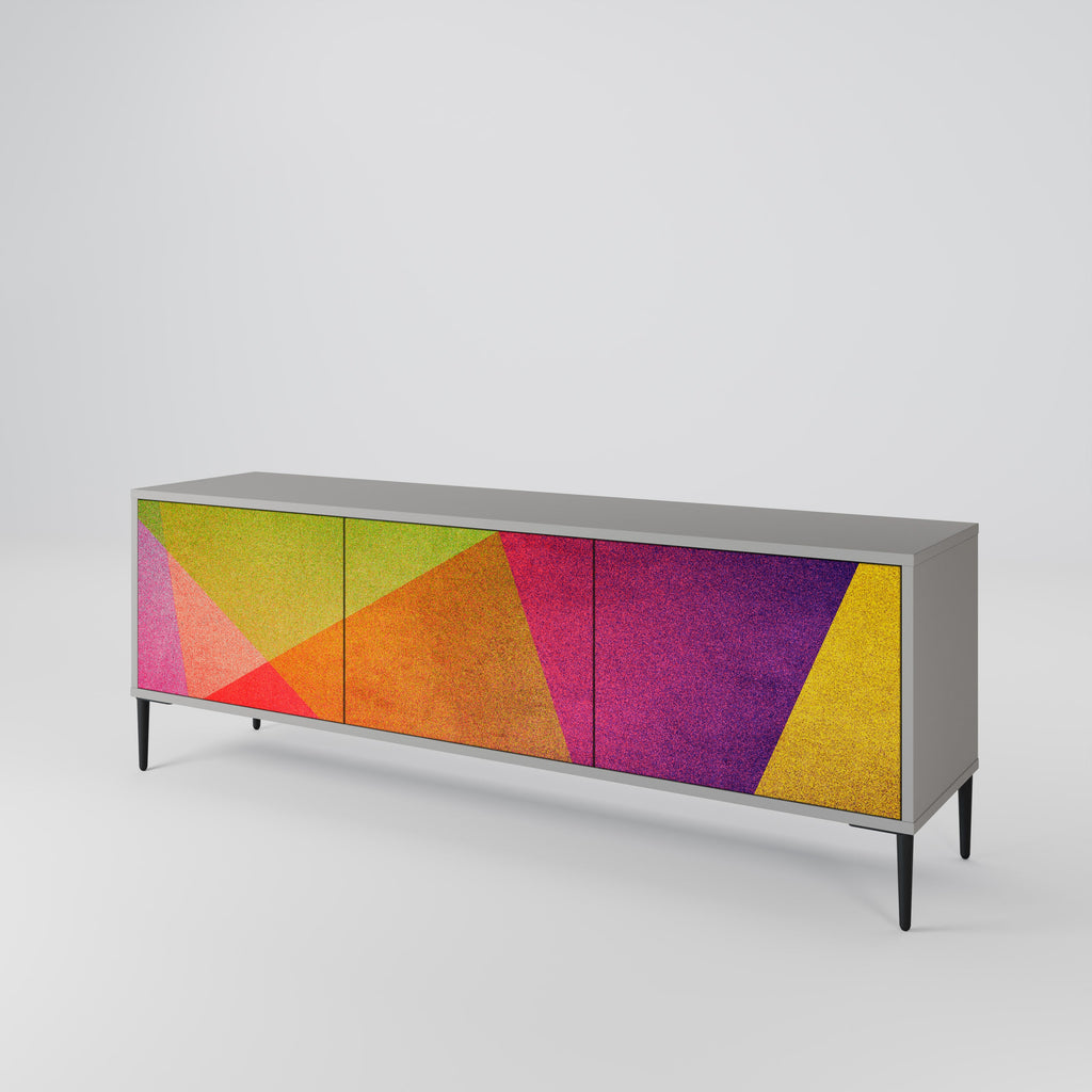 VIVID GEOMETRY Móvel de TV com 3 Portas em Acabamento Cinzento