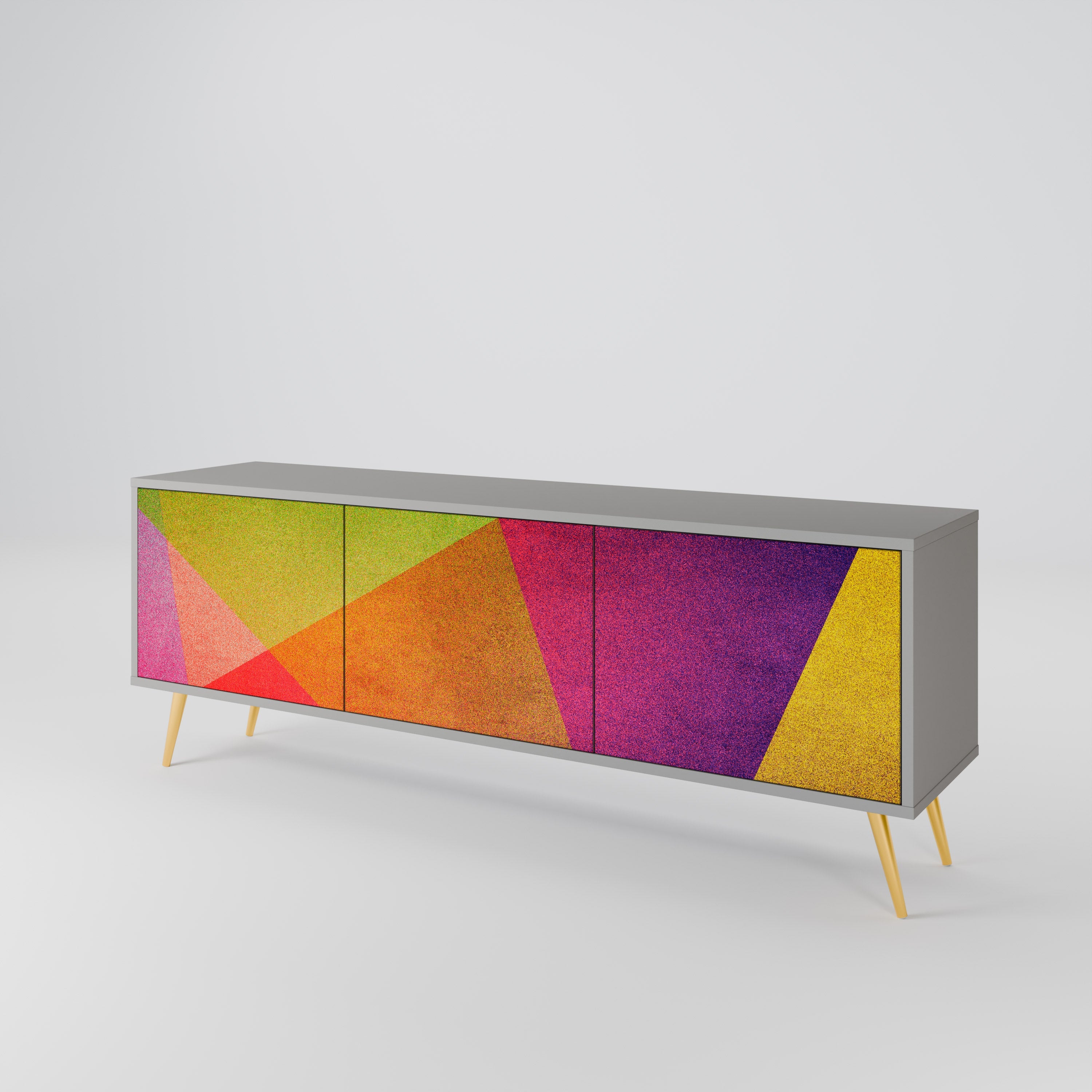 VIVID GEOMETRY Móvel de TV com 3 Portas em Acabamento Cinzento