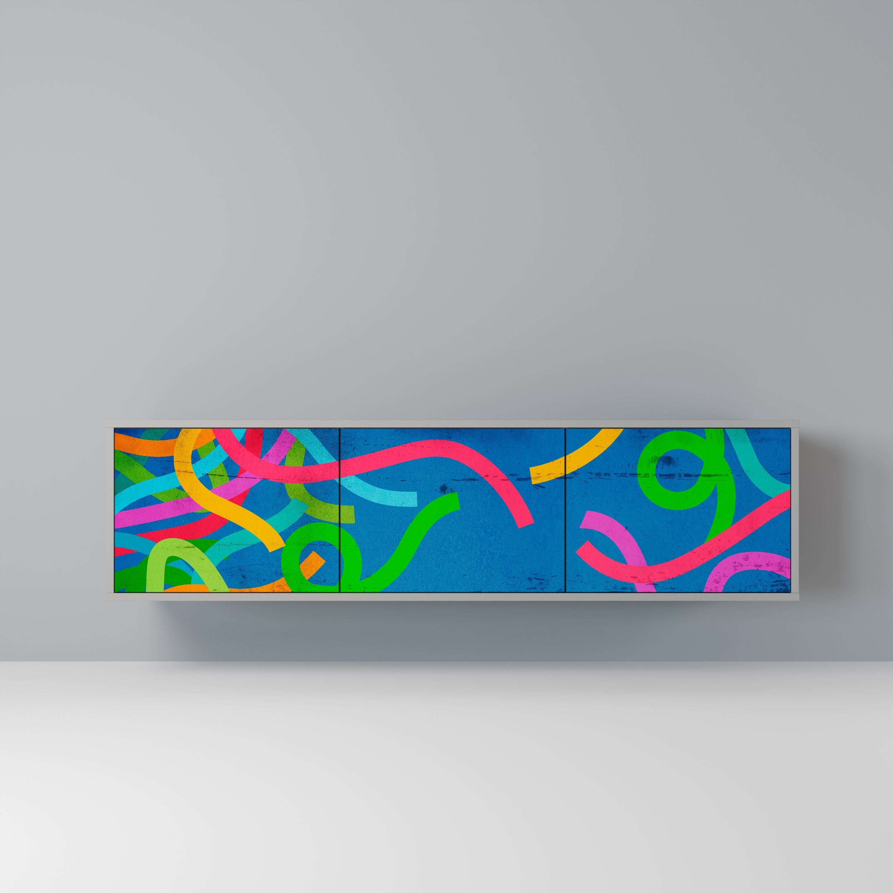 STREAMER TANGLE Móvel de TV com 3 Portas em Acabamento Cinzento