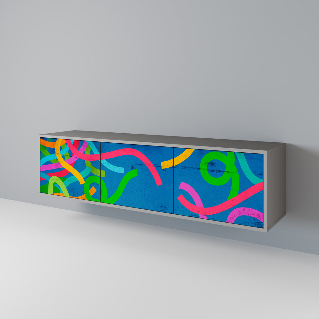 STREAMER TANGLE Móvel de TV com 3 Portas em Acabamento Cinzento