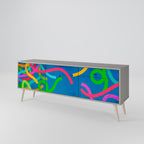 STREAMER TANGLE Móvel de TV com 3 Portas em Acabamento Cinzento