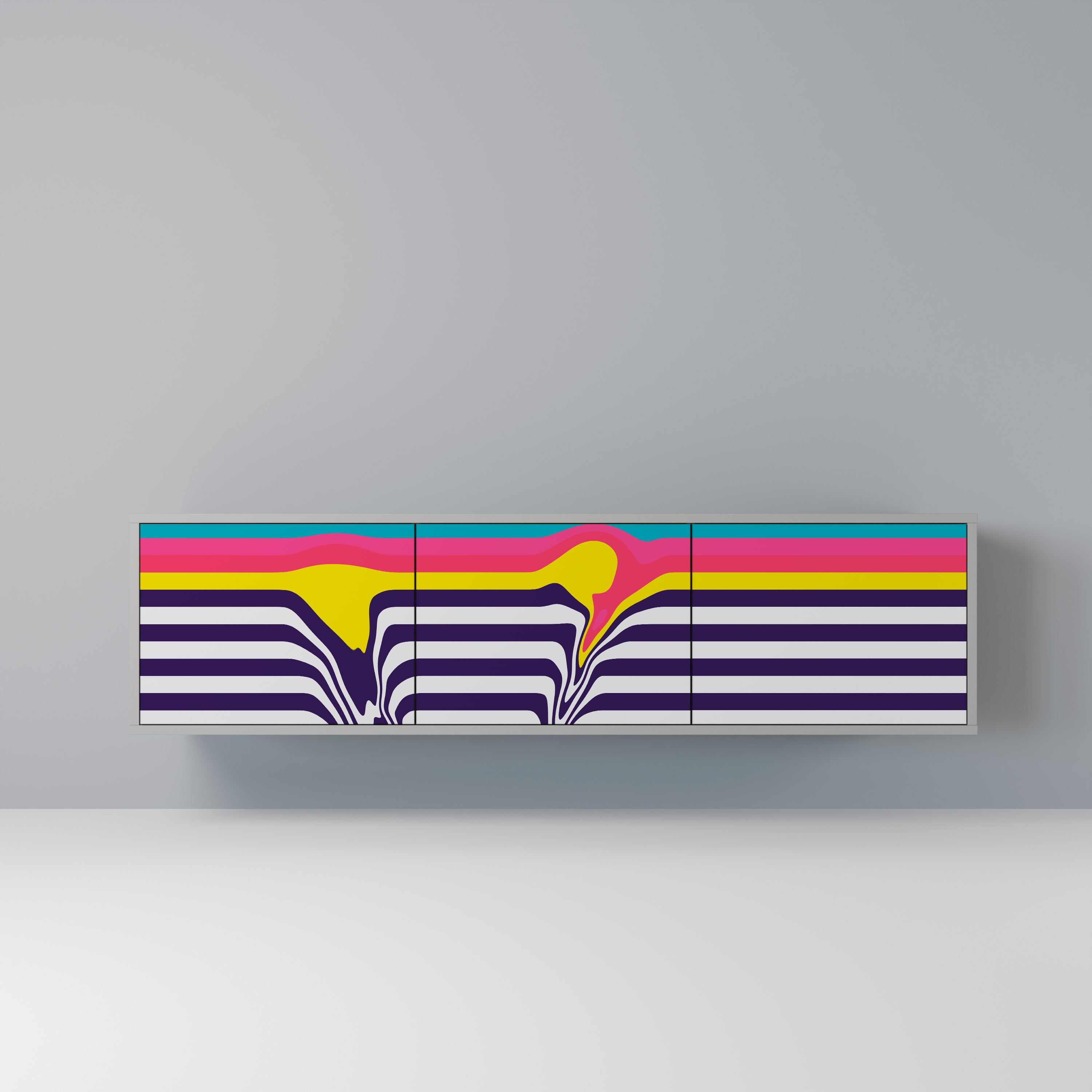 TONE COLLAPSE Móvel de TV com 3 Portas em Acabamento Cinzento