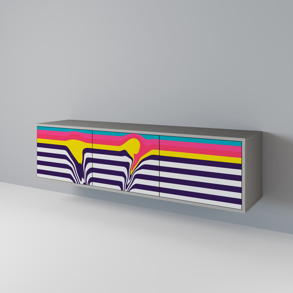 TONE COLLAPSE Móvel de TV com 3 Portas em Acabamento Cinzento