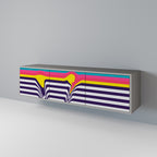 TONE COLLAPSE Móvel de TV com 3 Portas em Acabamento Cinzento