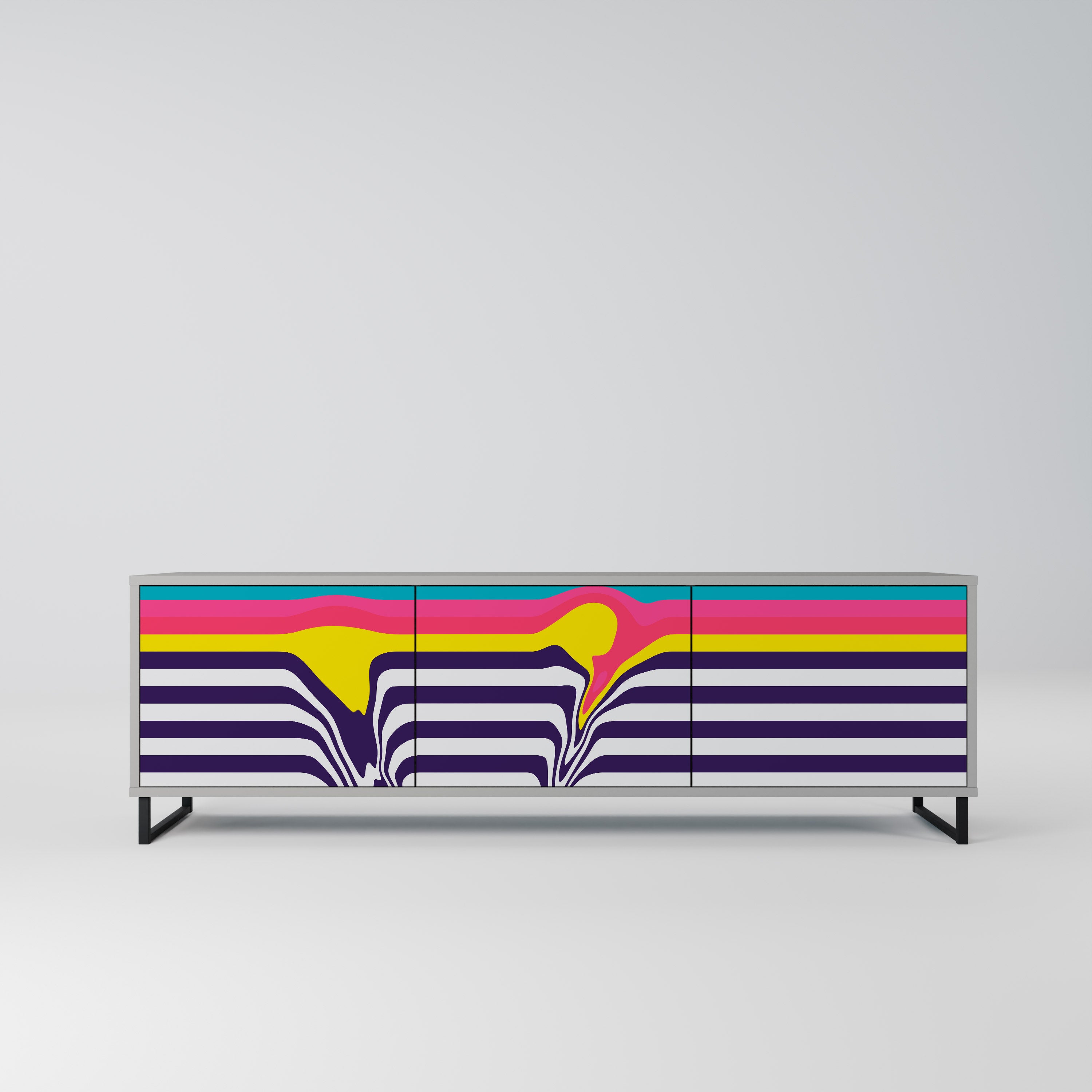 TONE COLLAPSE Móvel de TV com 3 Portas em Acabamento Cinzento