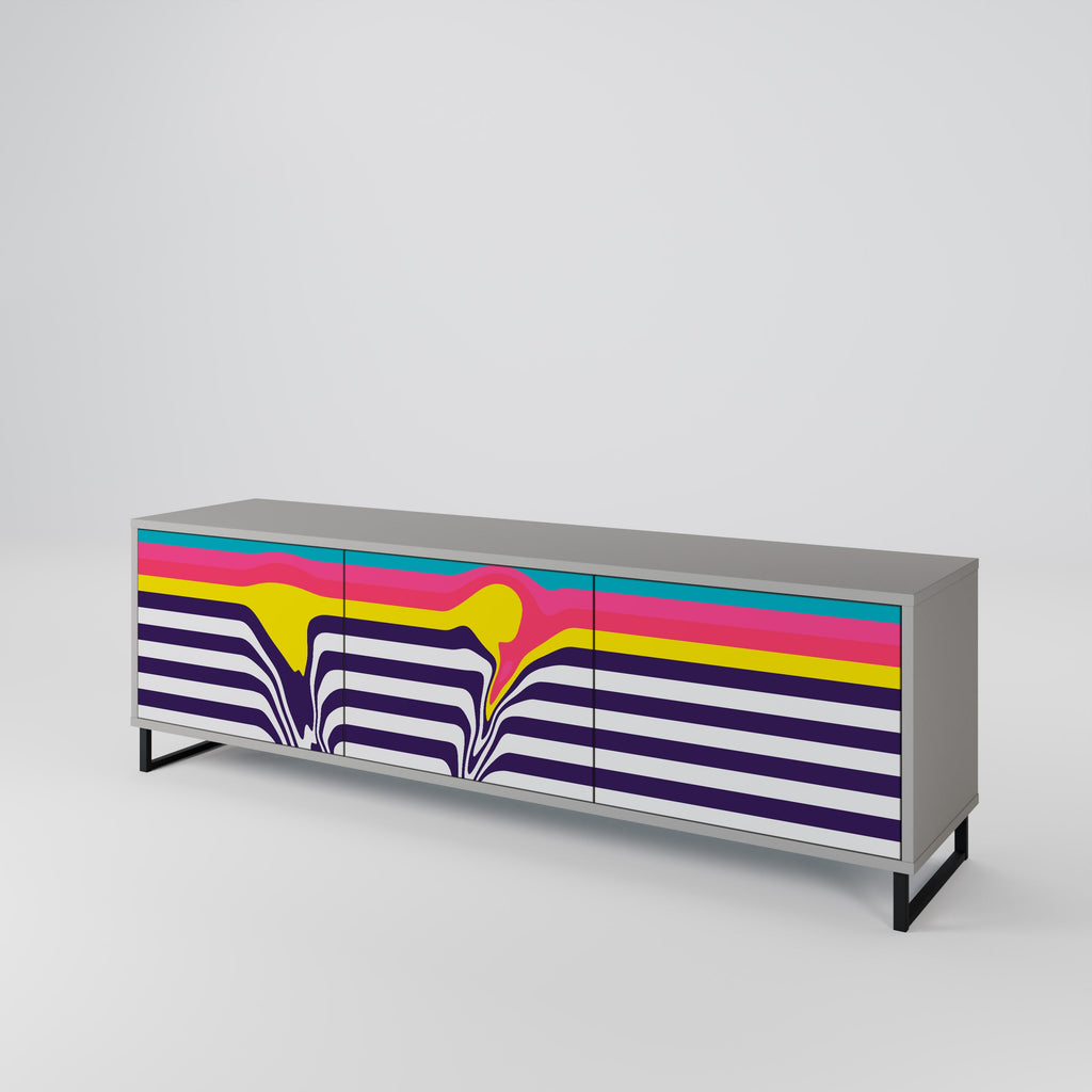 TONE COLLAPSE Móvel de TV com 3 Portas em Acabamento Cinzento