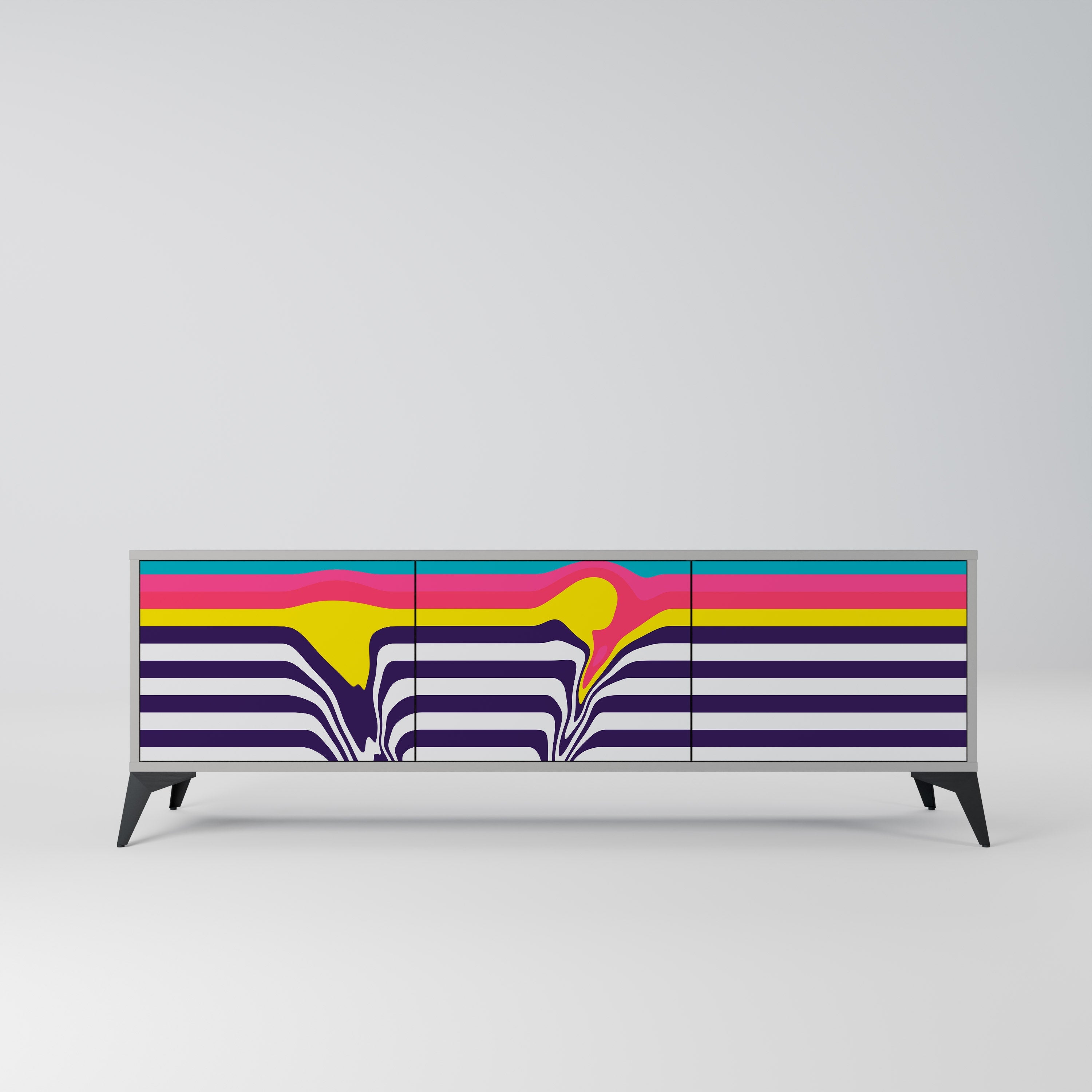 TONE COLLAPSE Móvel de TV com 3 Portas em Acabamento Cinzento