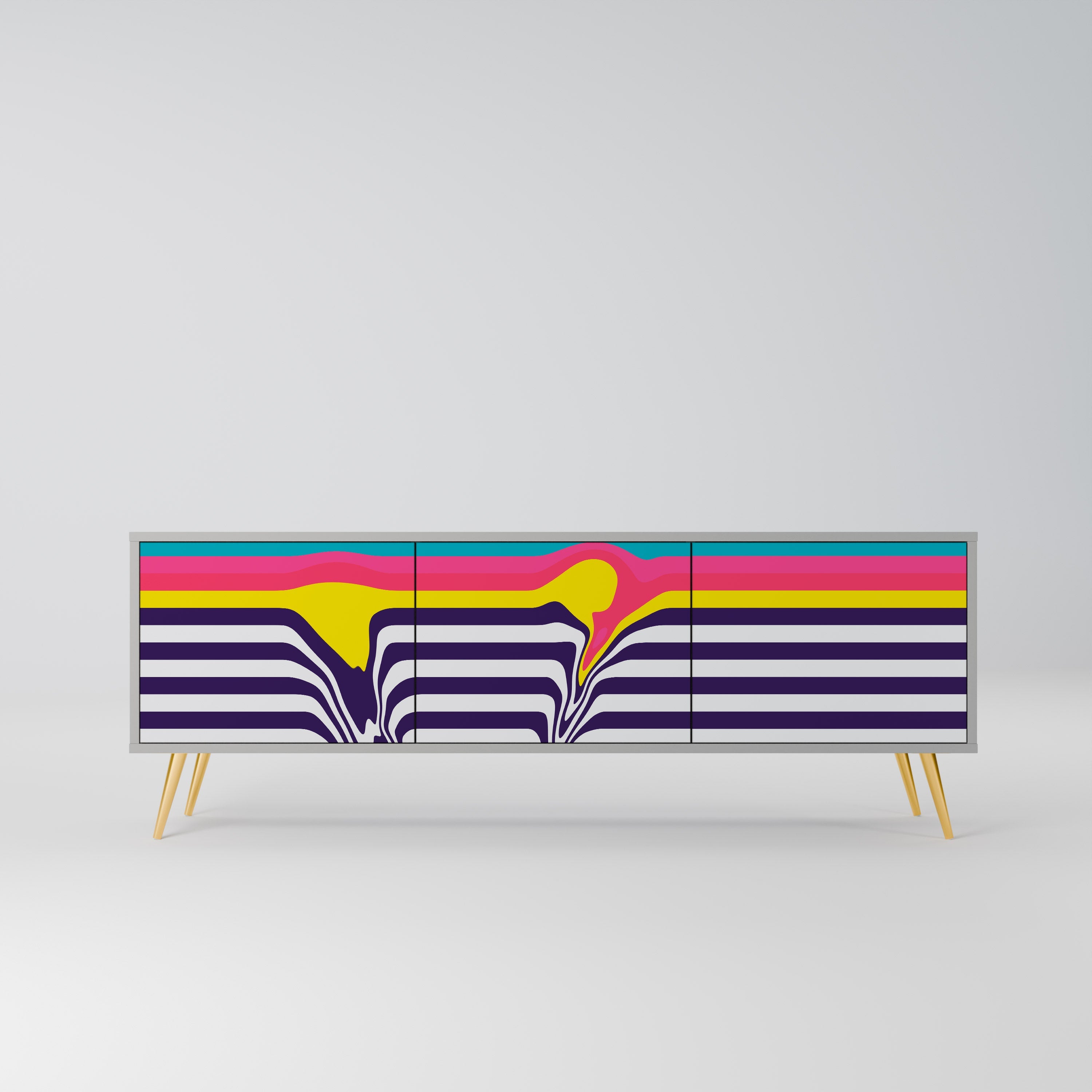 TONE COLLAPSE Móvel de TV com 3 Portas em Acabamento Cinzento