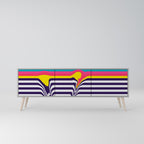 TONE COLLAPSE Móvel de TV com 3 Portas em Acabamento Cinzento