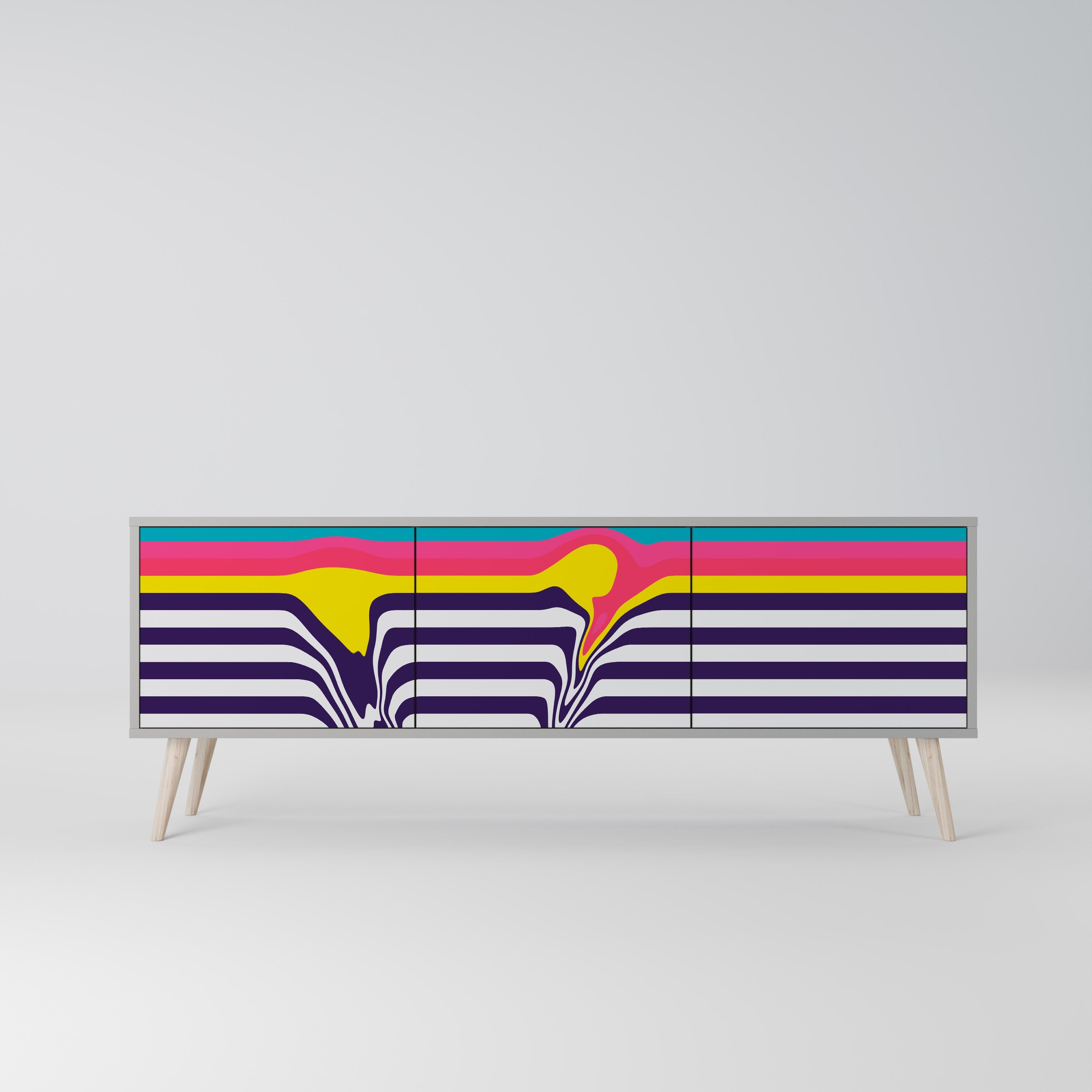 TONE COLLAPSE Móvel de TV com 3 Portas em Acabamento Cinzento