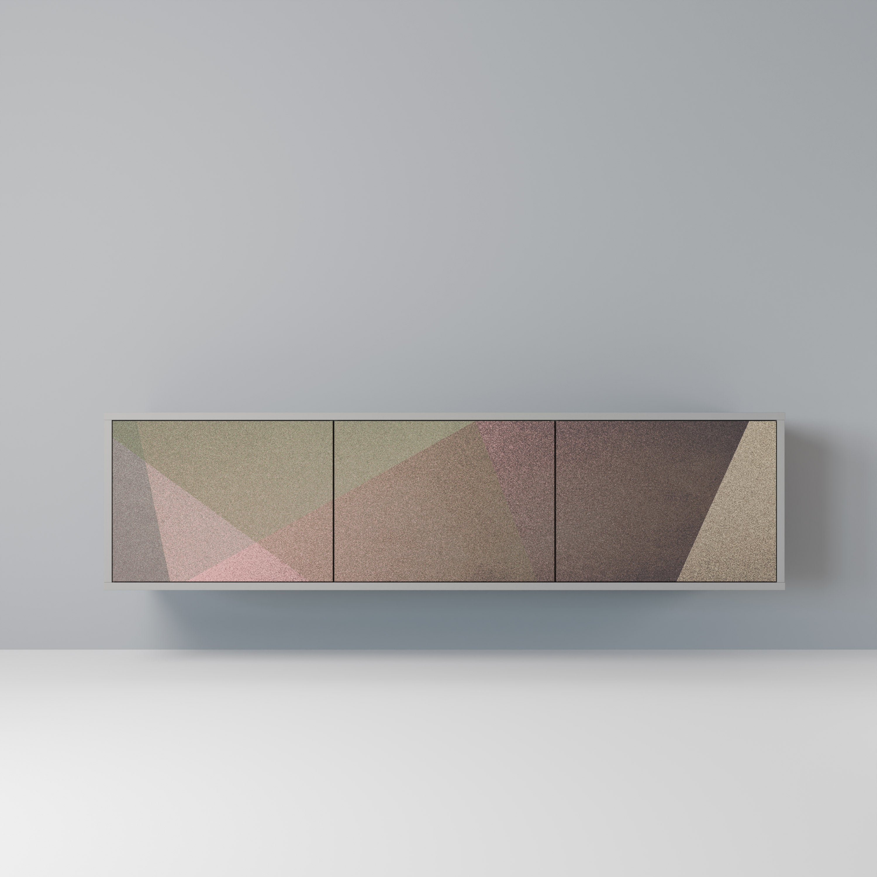 BEIGE GEOMETRY Móvel de TV com 3 Portas em Acabamento Cinzento