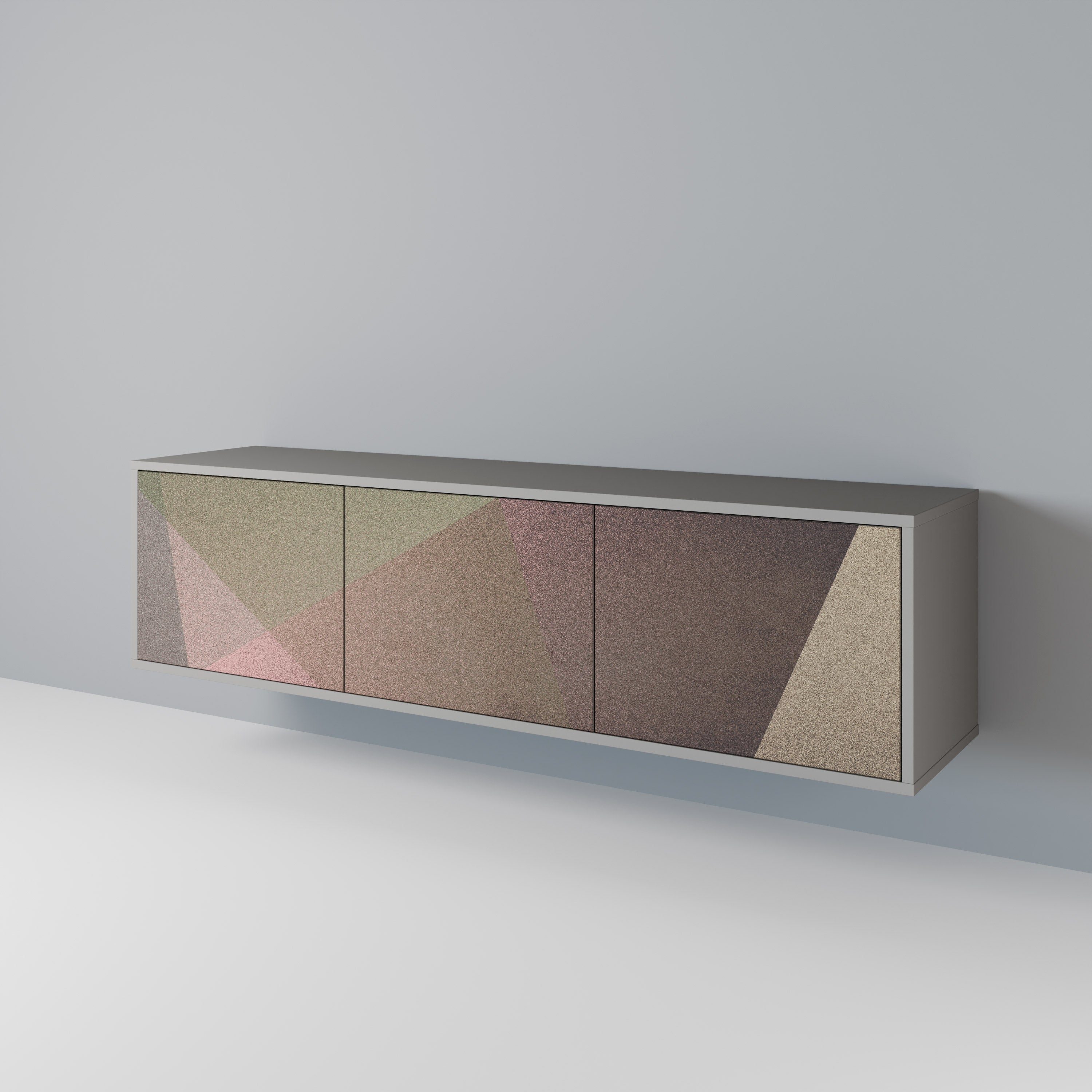 BEIGE GEOMETRY Móvel de TV com 3 Portas em Acabamento Cinzento