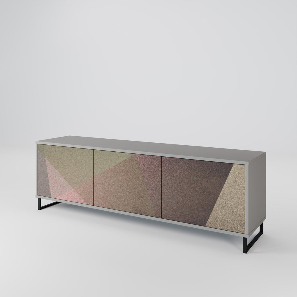 BEIGE GEOMETRY Móvel de TV com 3 Portas em Acabamento Cinzento