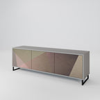 BEIGE GEOMETRY Móvel de TV com 3 Portas em Acabamento Cinzento