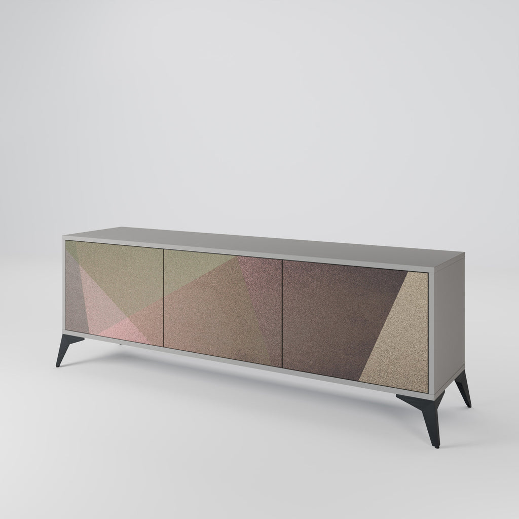 BEIGE GEOMETRY Móvel de TV com 3 Portas em Acabamento Cinzento