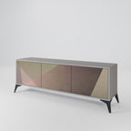 BEIGE GEOMETRY Móvel de TV com 3 Portas em Acabamento Cinzento