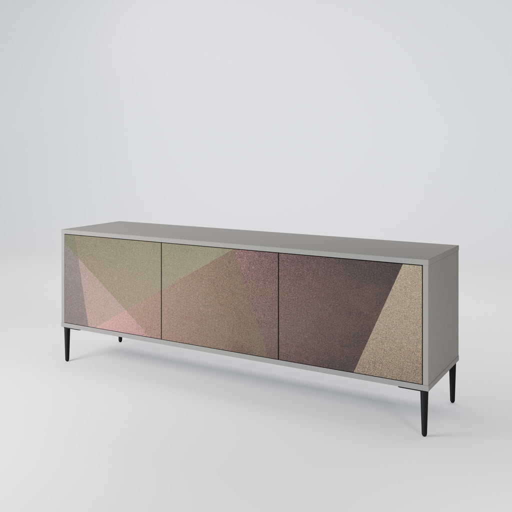 BEIGE GEOMETRY Móvel de TV com 3 Portas em Acabamento Cinzento