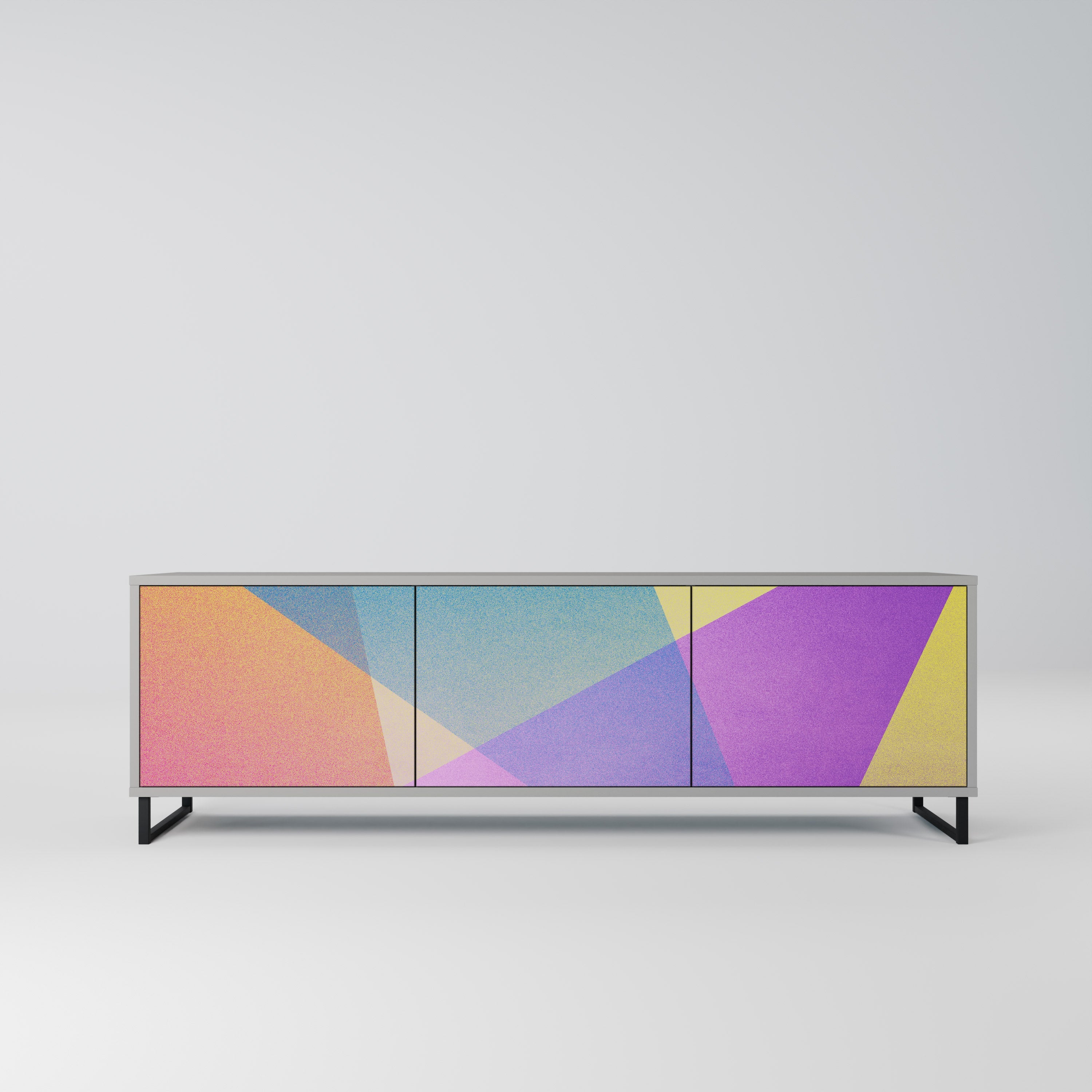 BRIGHT GEOMETRY Móvel de TV com 3 Portas em Acabamento Cinzento