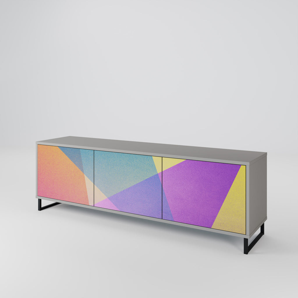 BRIGHT GEOMETRY Móvel de TV com 3 Portas em Acabamento Cinzento