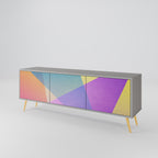 BRIGHT GEOMETRY Móvel de TV com 3 Portas em Acabamento Cinzento