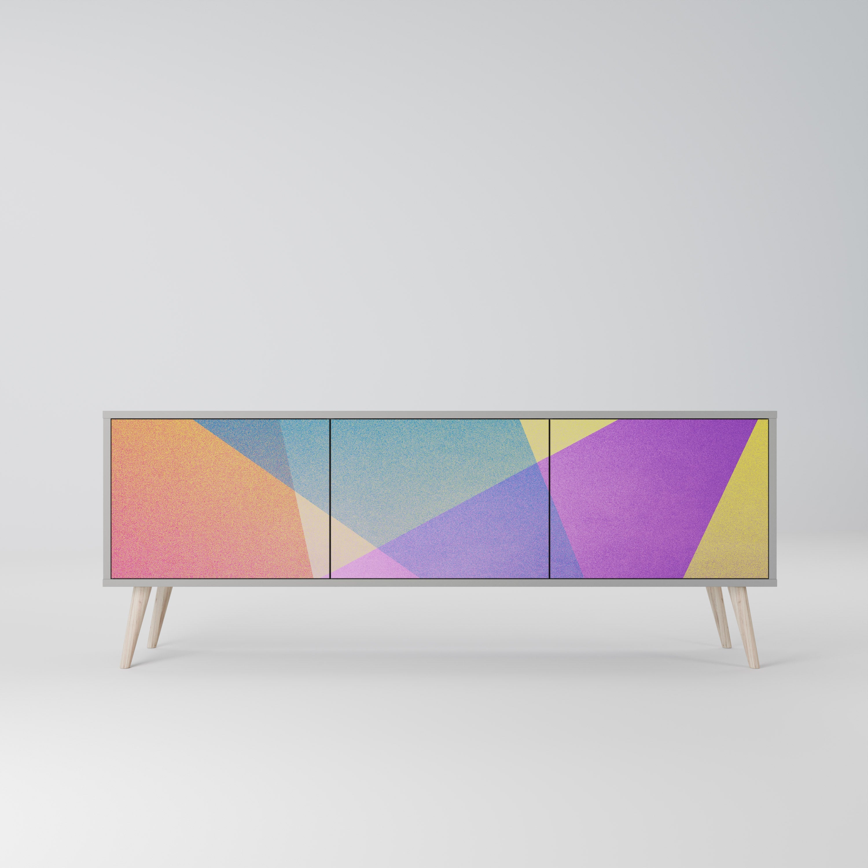 BRIGHT GEOMETRY Móvel de TV com 3 Portas em Acabamento Cinzento