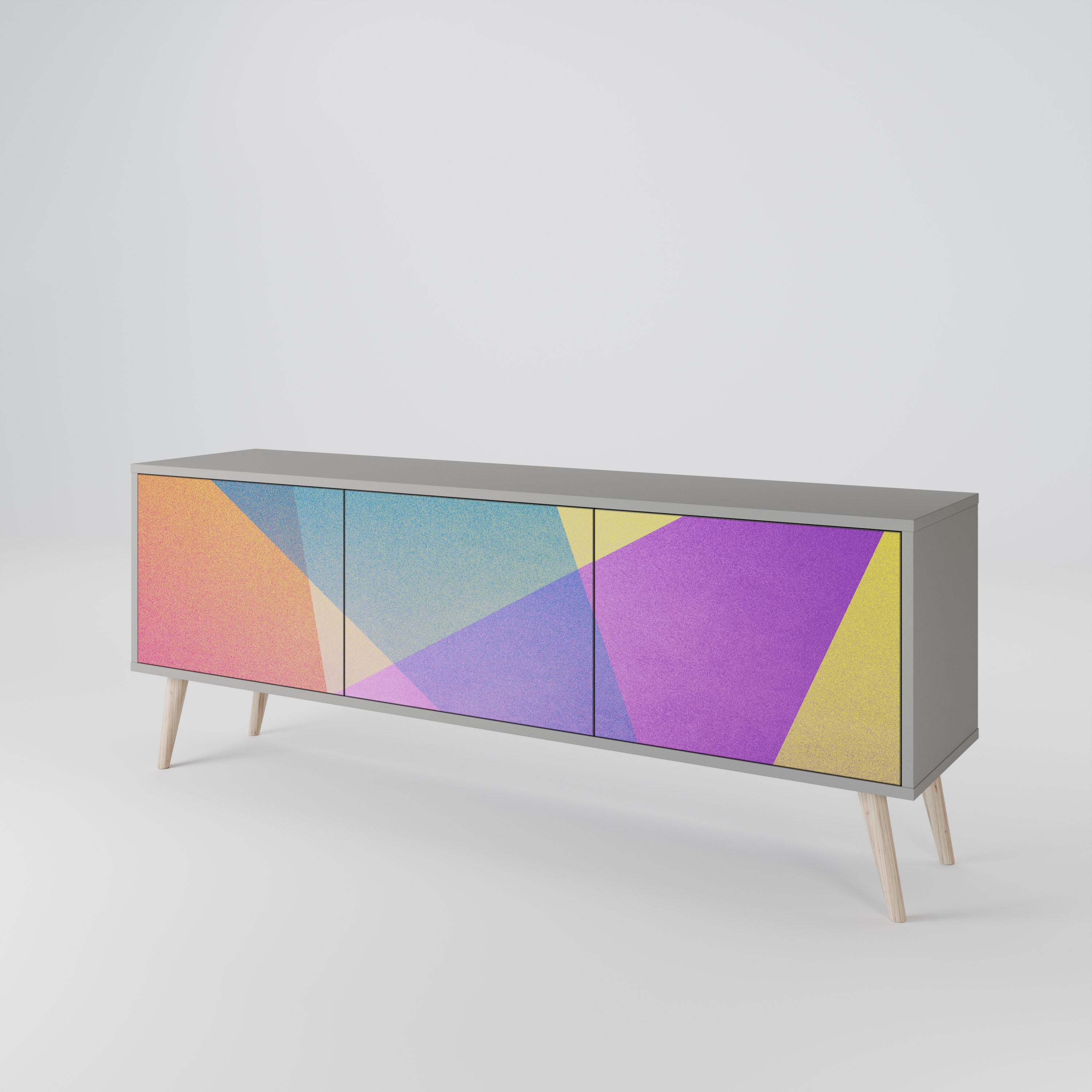 BRIGHT GEOMETRY Móvel de TV com 3 Portas em Acabamento Cinzento