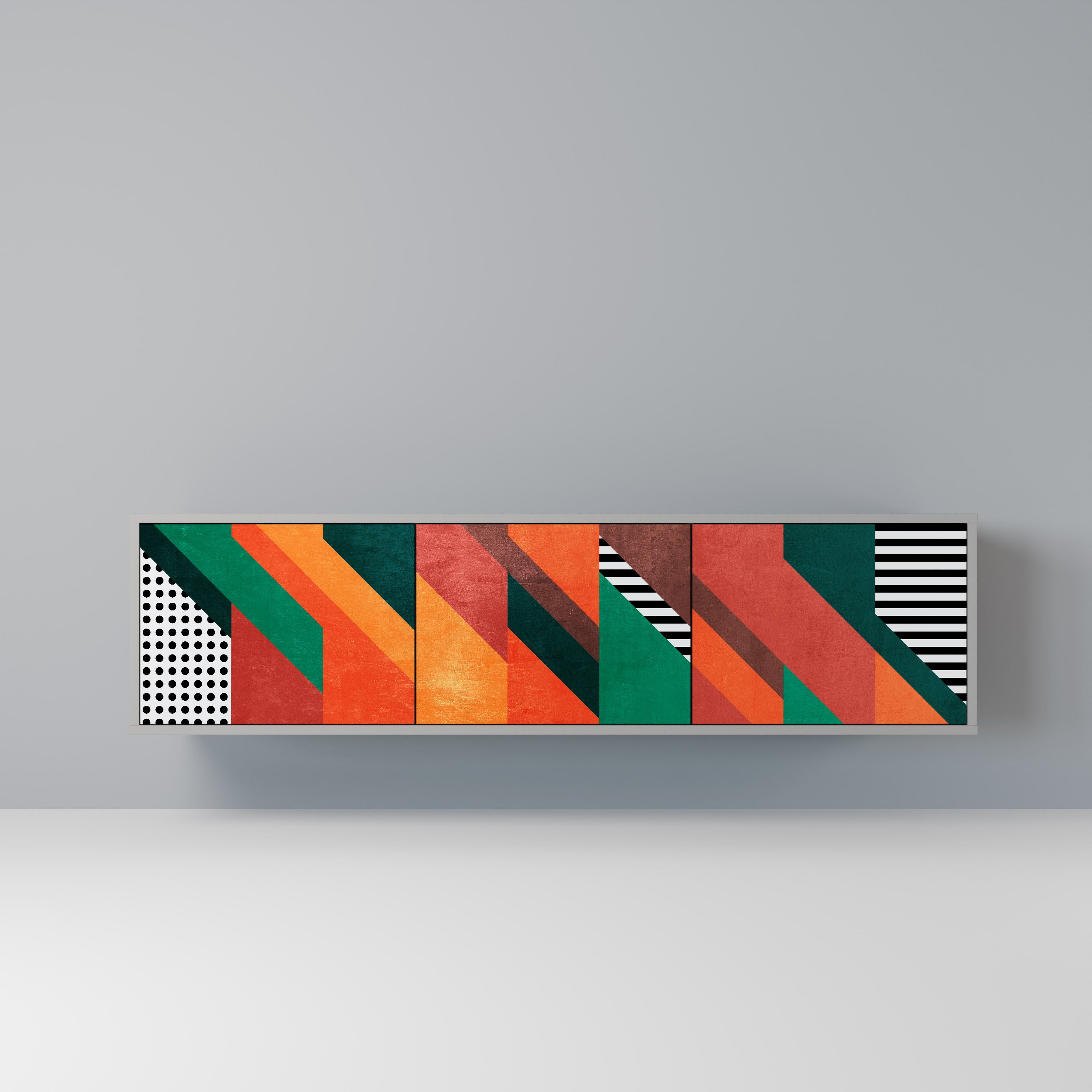 MAKESHIFT ARTISTRY Móvel de TV com 3 Portas em Acabamento Cinzento