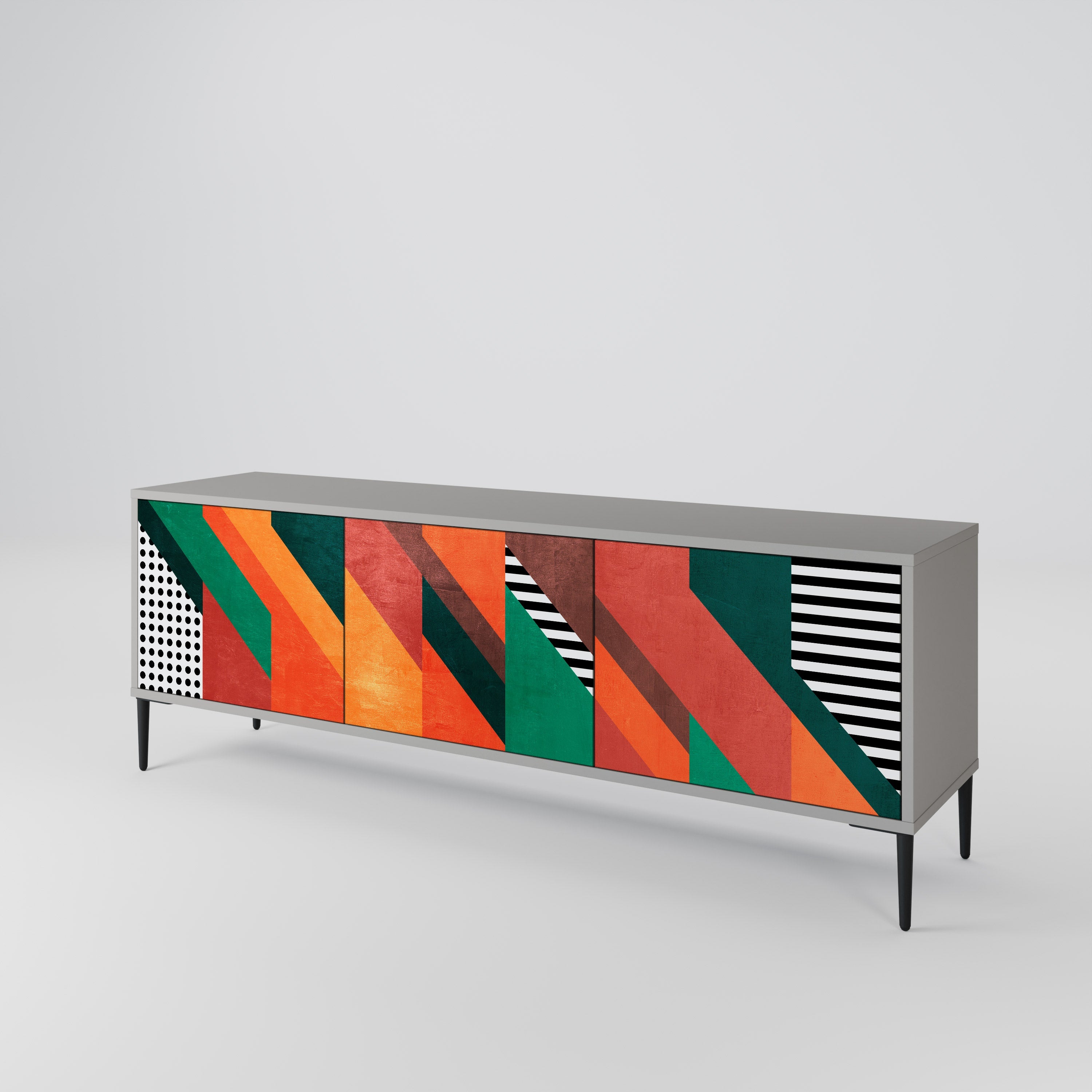 MAKESHIFT ARTISTRY Móvel de TV com 3 Portas em Acabamento Cinzento