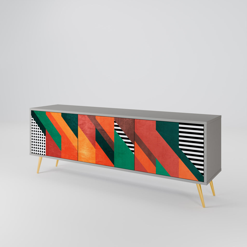 MAKESHIFT ARTISTRY Móvel de TV com 3 Portas em Acabamento Cinzento