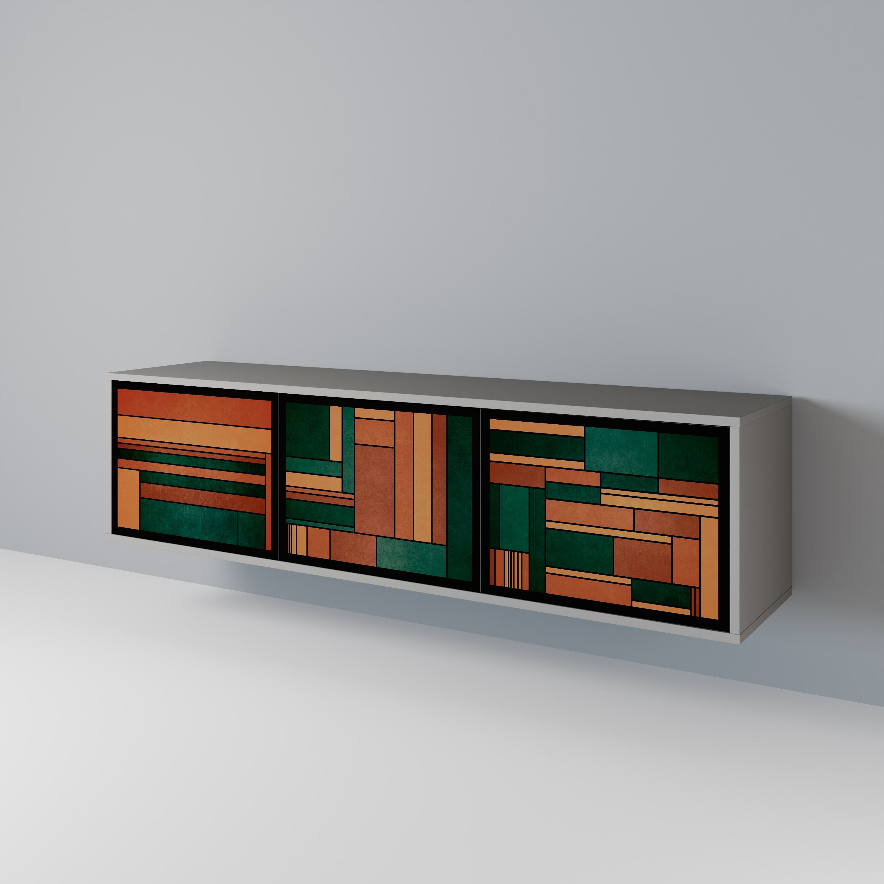 EARTHY FIGURES Móvel de TV com 3 Portas em Acabamento Cinzento