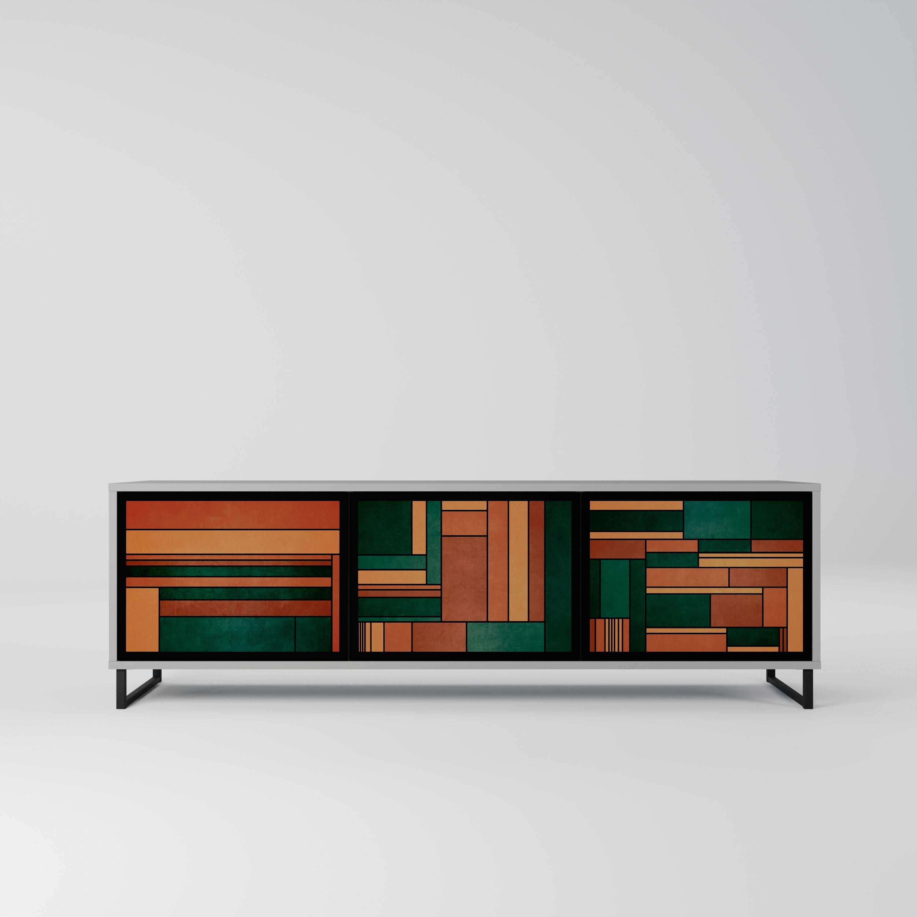 EARTHY FIGURES Móvel de TV com 3 Portas em Acabamento Cinzento