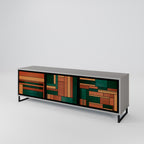 EARTHY FIGURES Móvel de TV com 3 Portas em Acabamento Cinzento