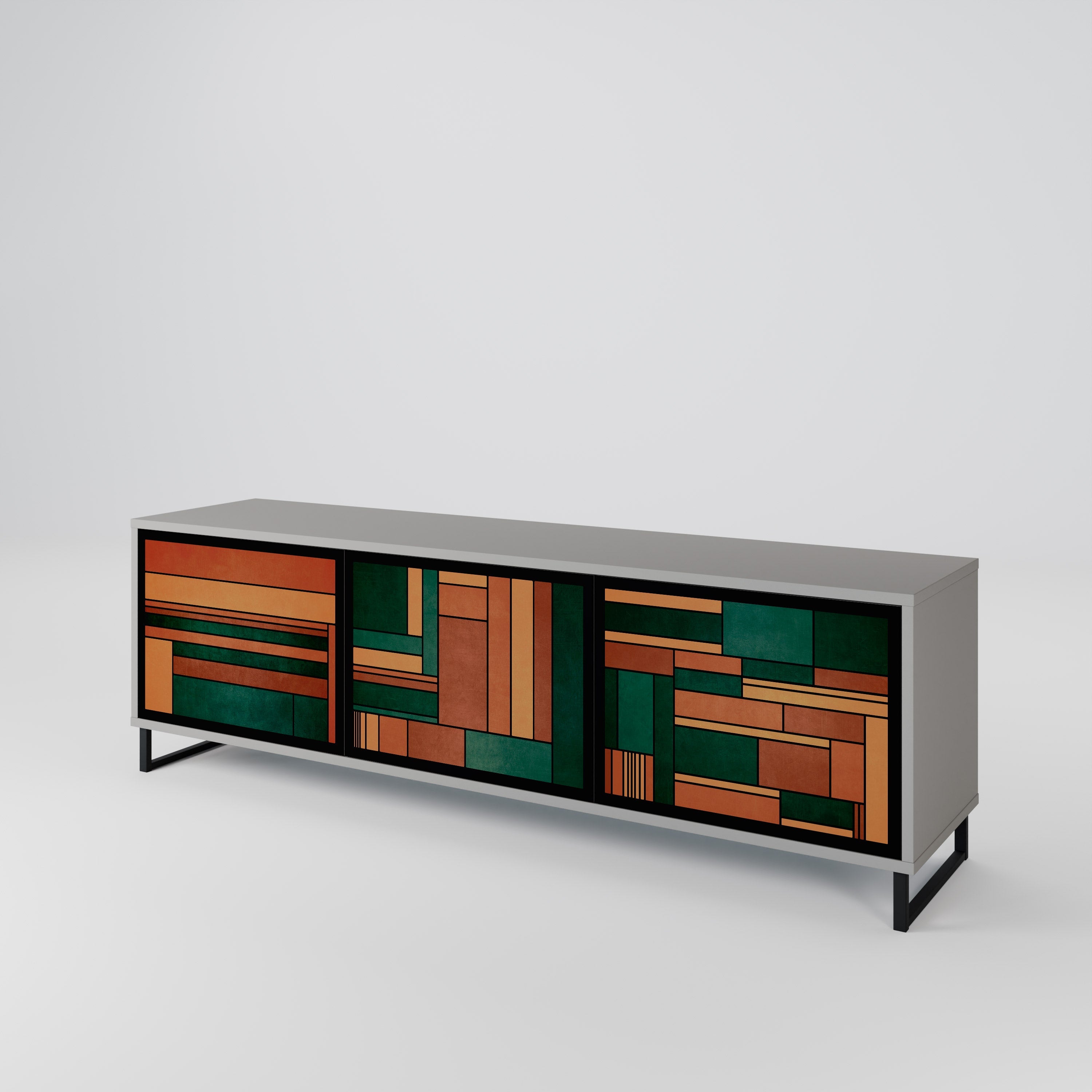 EARTHY FIGURES Móvel de TV com 3 Portas em Acabamento Cinzento