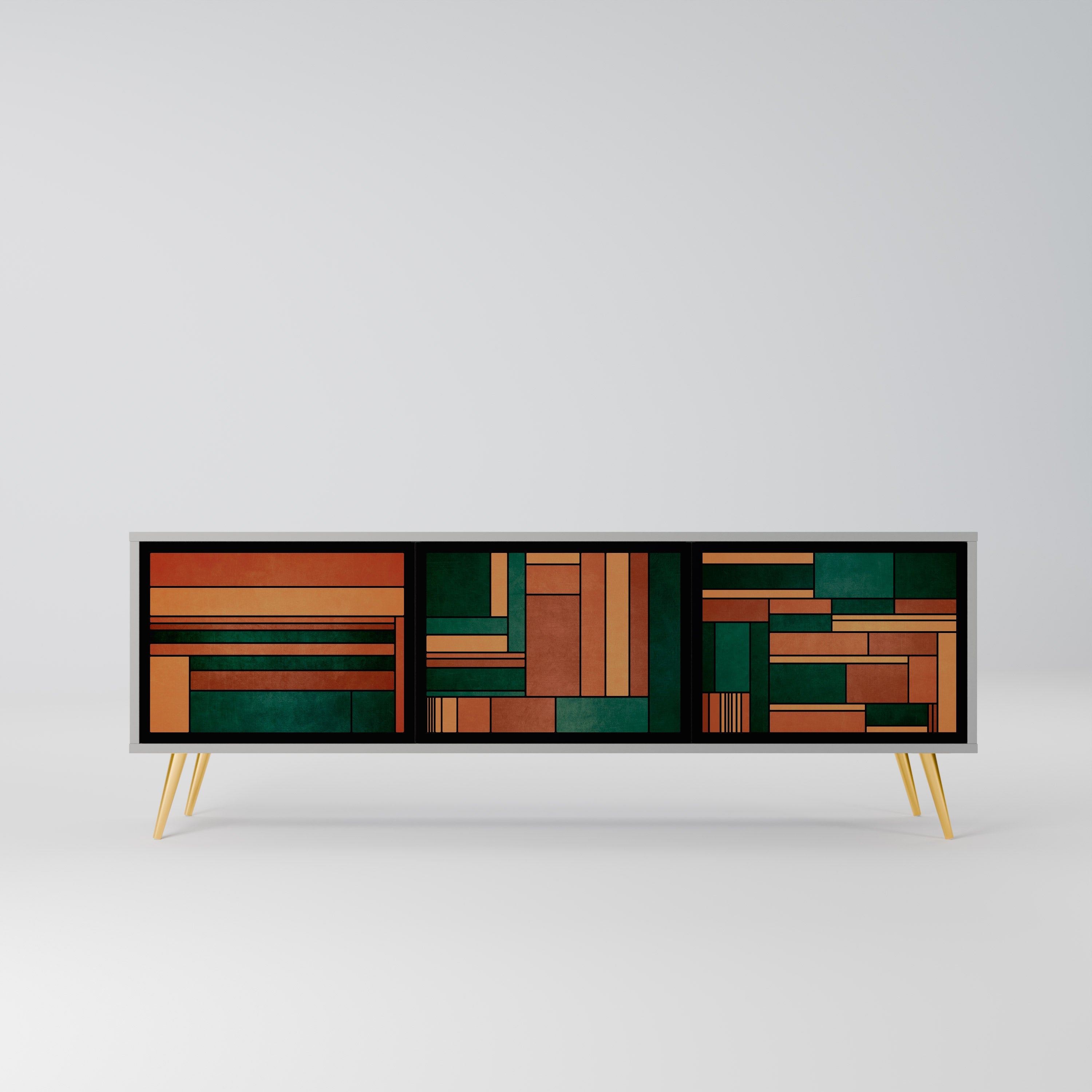 EARTHY FIGURES Móvel de TV com 3 Portas em Acabamento Cinzento