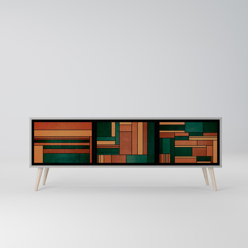 EARTHY FIGURES Móvel de TV com 3 Portas em Acabamento Cinzento