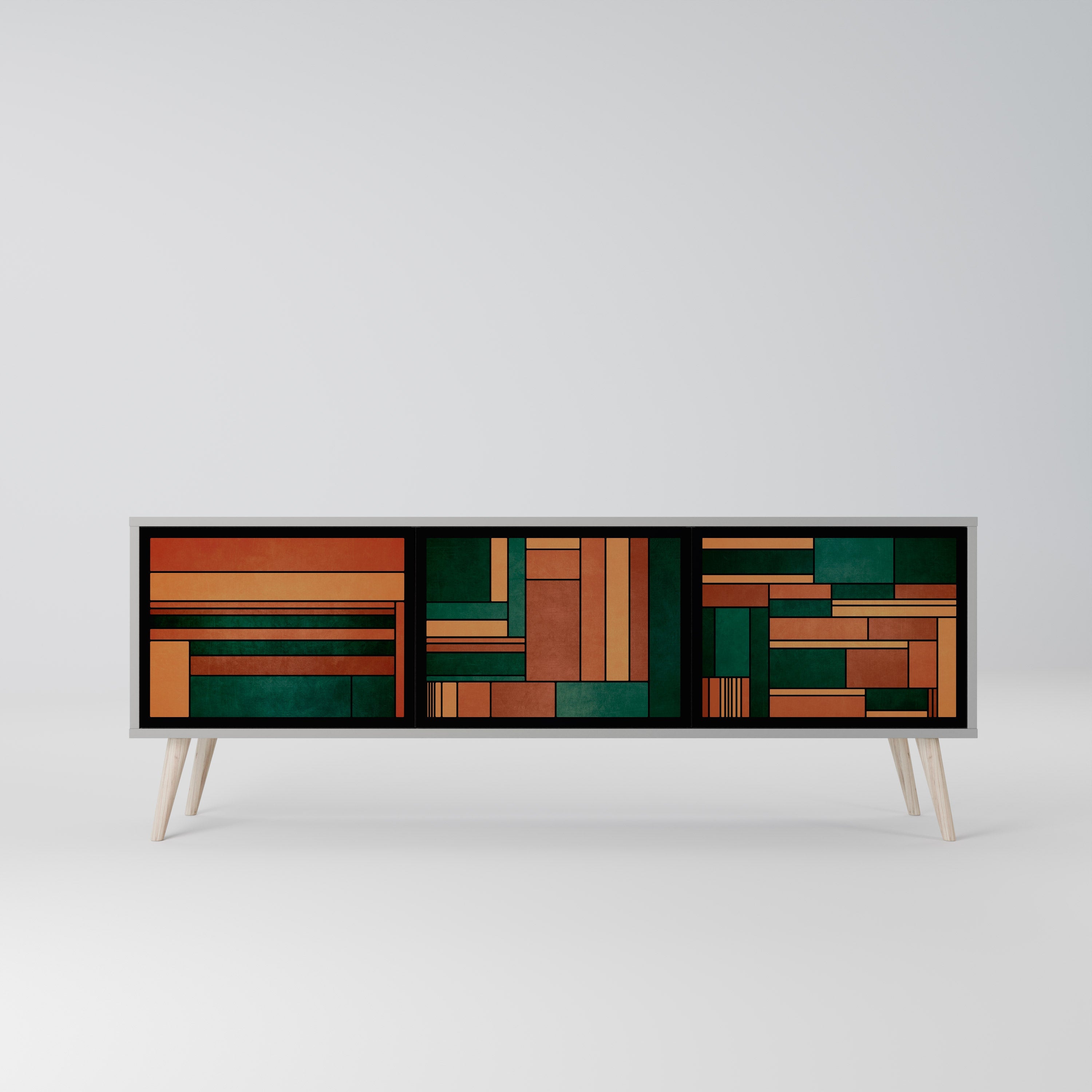 EARTHY FIGURES Móvel de TV com 3 Portas em Acabamento Cinzento