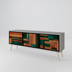 EARTHY FIGURES Móvel de TV com 3 Portas em Acabamento Cinzento