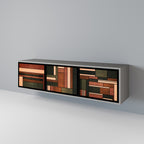 FIGURES OF NATURE Móvel de TV com 3 Portas em Acabamento Cinzento