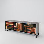 FIGURES OF NATURE Móvel de TV com 3 Portas em Acabamento Cinzento