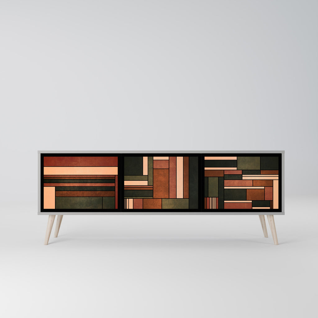 FIGURES OF NATURE Móvel de TV com 3 Portas em Acabamento Cinzento