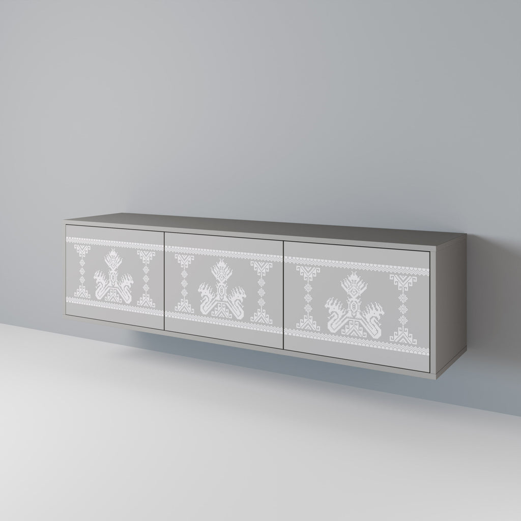 THAI GRAY Móvel de TV com 3 Portas em Acabamento Cinzento