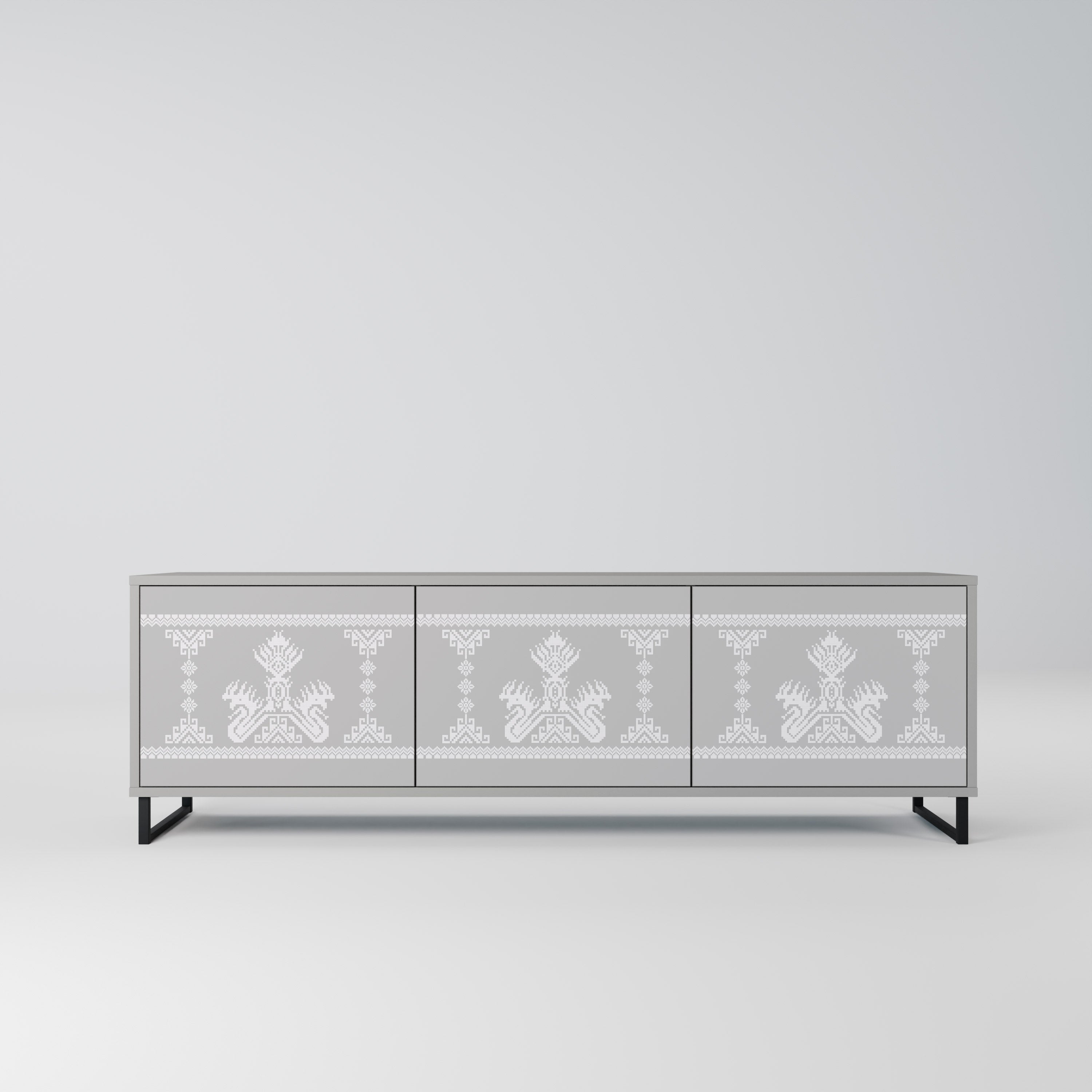 THAI GRAY Móvel de TV com 3 Portas em Acabamento Cinzento