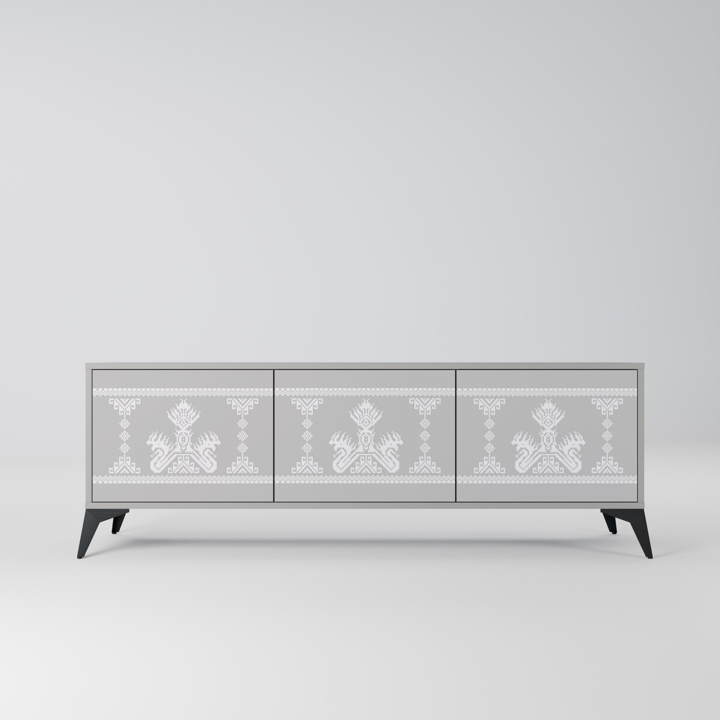 THAI GRAY Móvel de TV com 3 Portas em Acabamento Cinzento