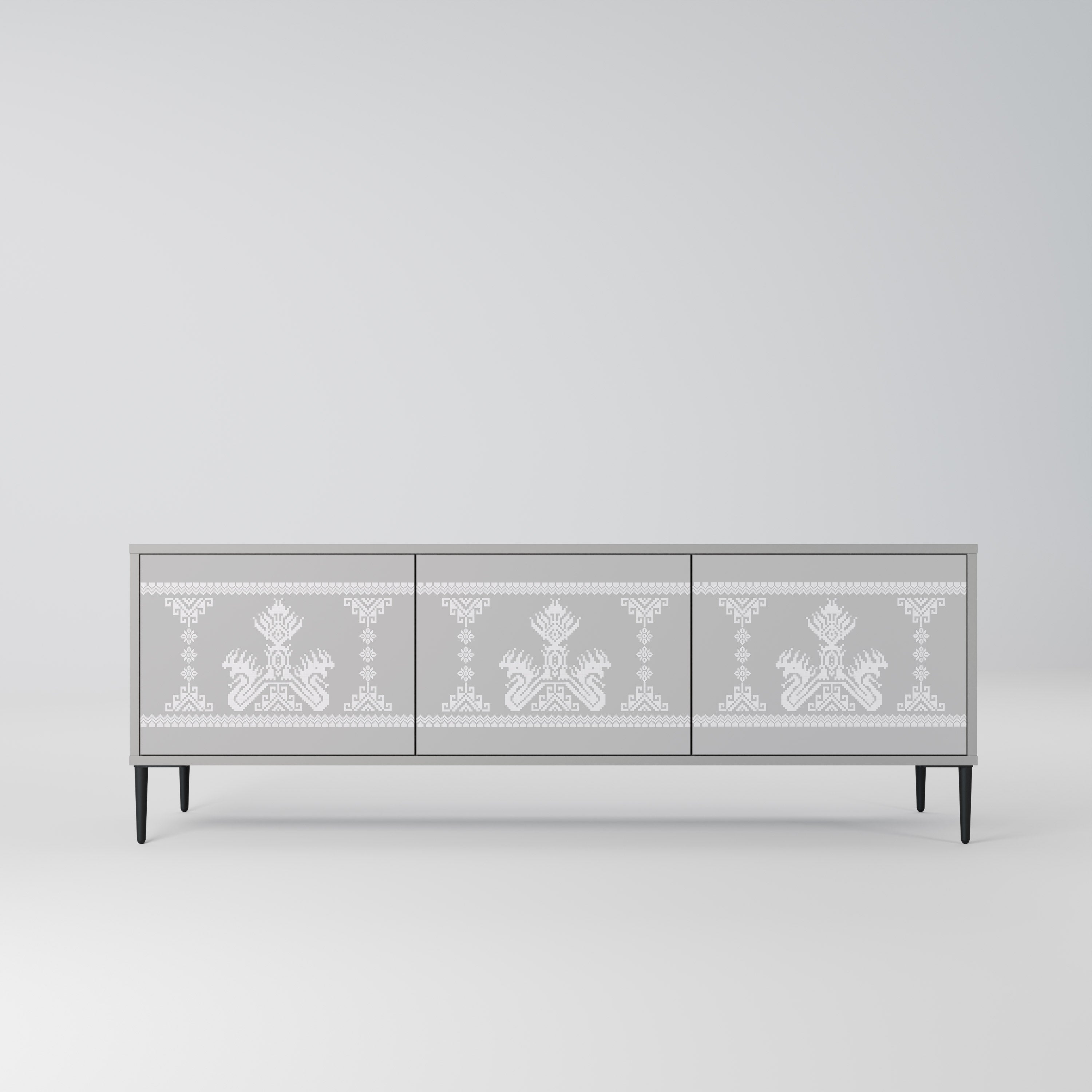 THAI GRAY Móvel de TV com 3 Portas em Acabamento Cinzento