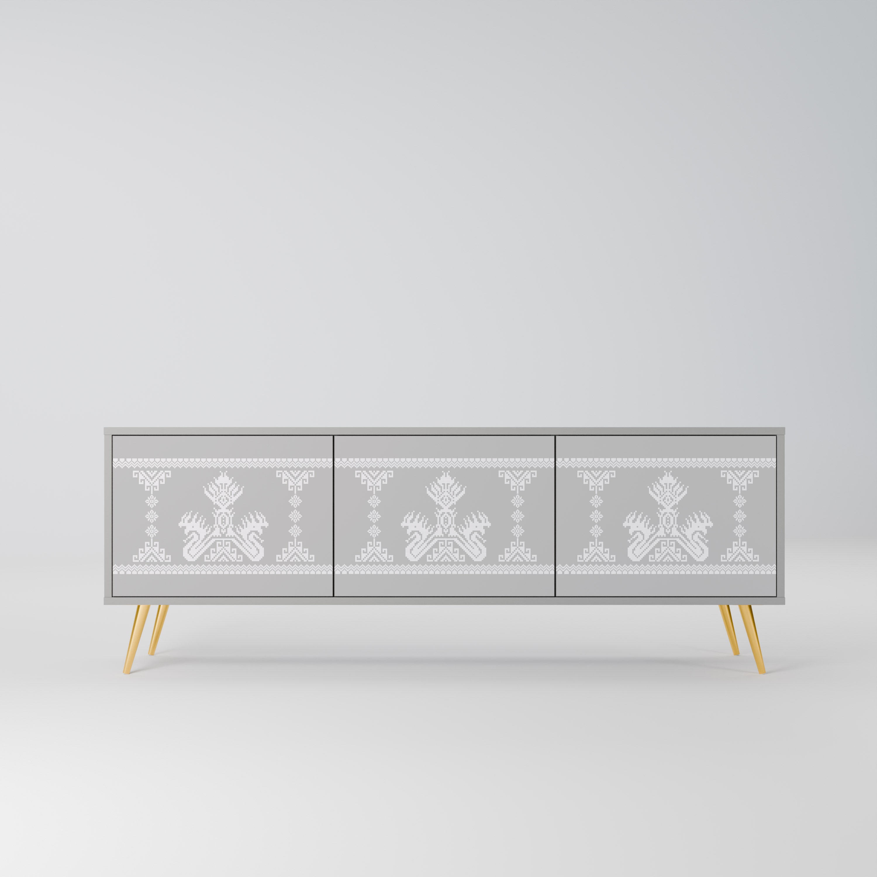 THAI GRAY Móvel de TV com 3 Portas em Acabamento Cinzento