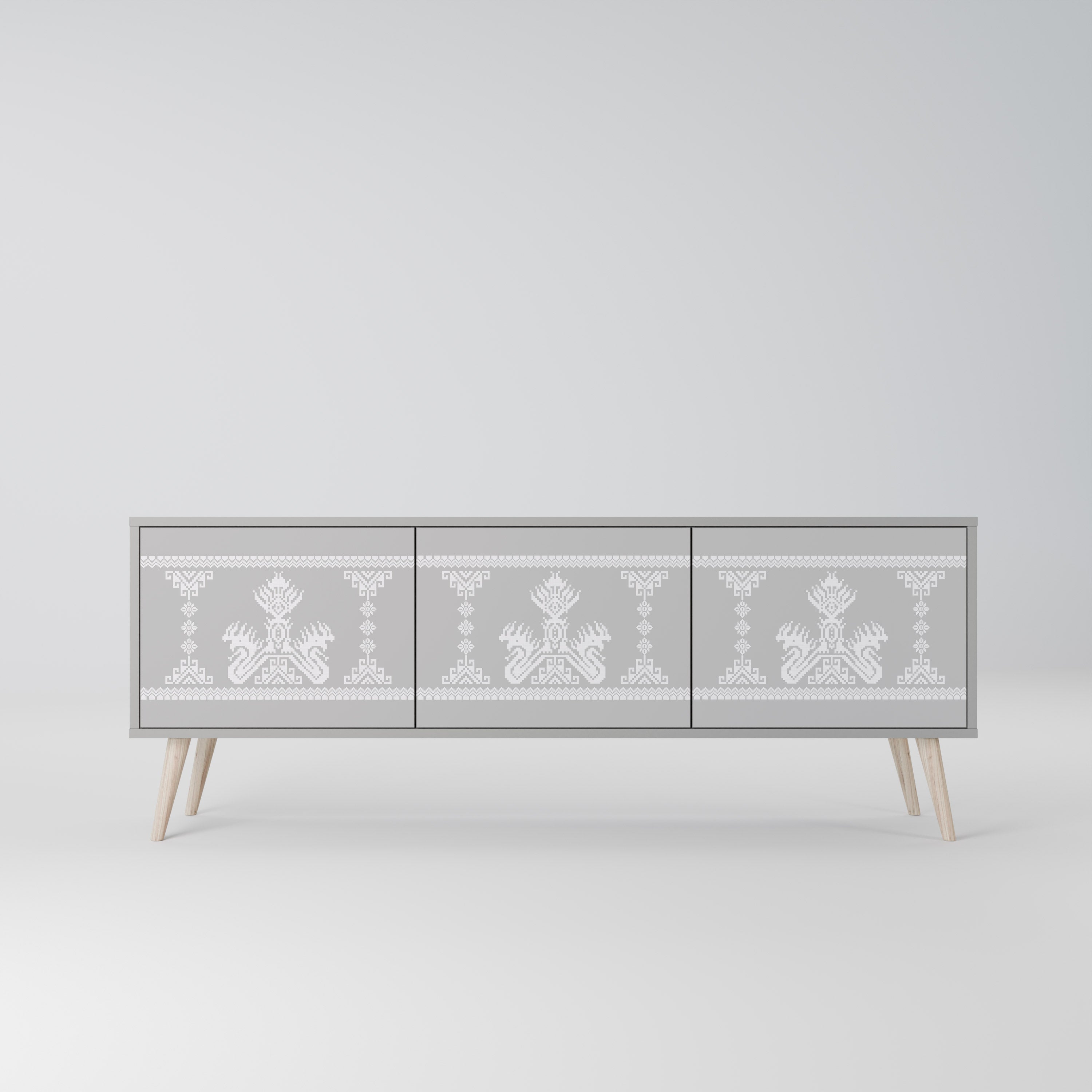 THAI GRAY Móvel de TV com 3 Portas em Acabamento Cinzento