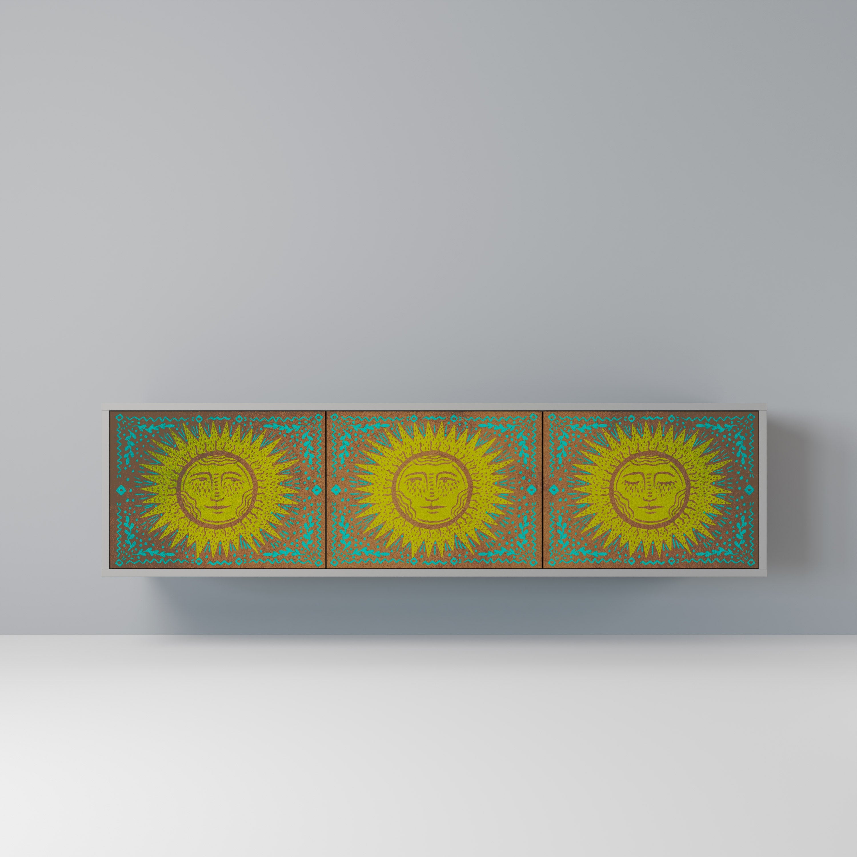 SUNSHINE EULOGY Móvel de TV com 3 Portas em Acabamento Cinzento